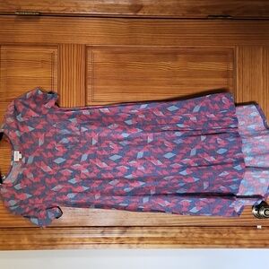 LuLaRoe Pink and Blue Geometric Dress